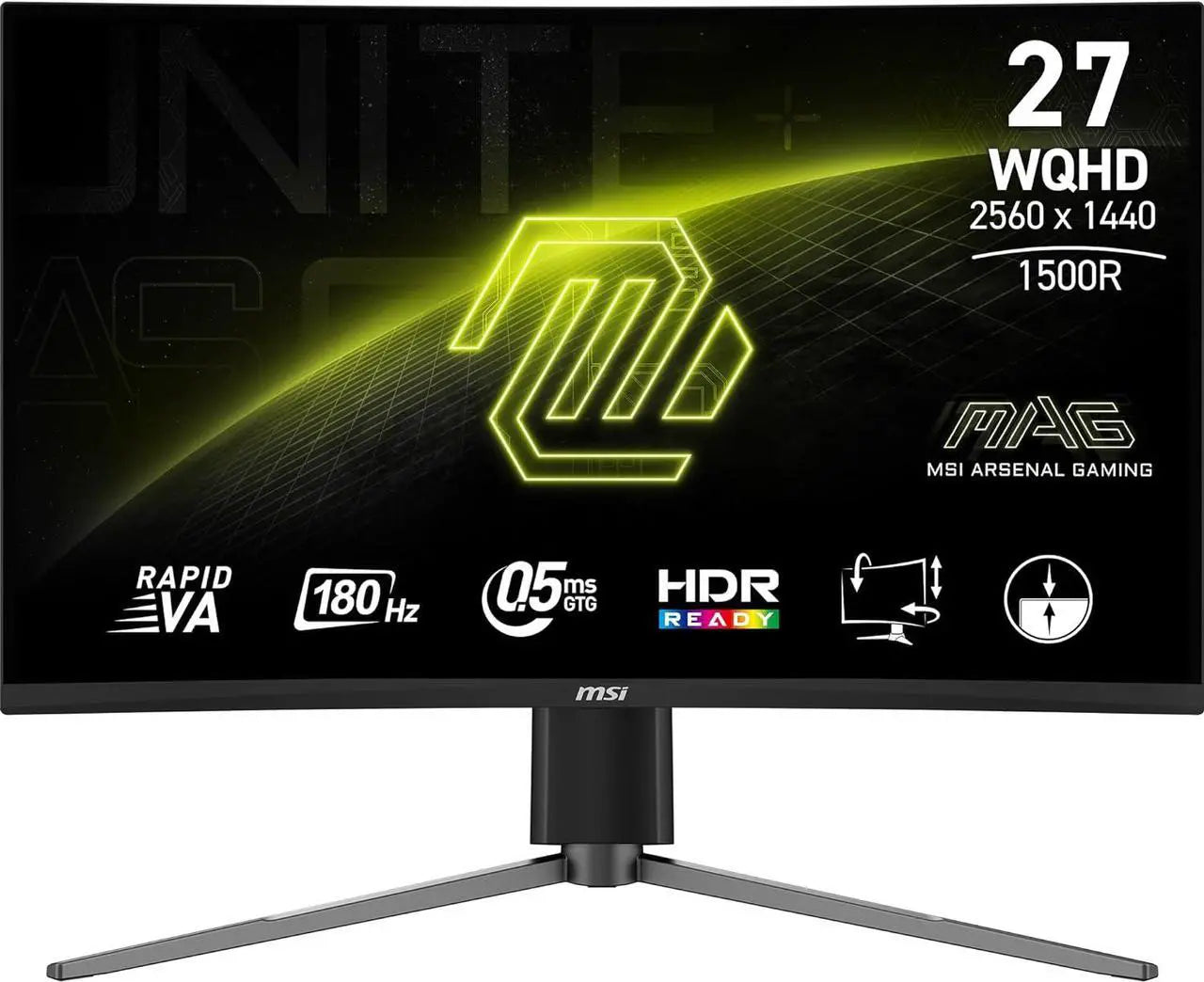 METALLIC BLACK - RGB; RAPID VA; 2560 X 1440 (QHD); FREESYNC PREMIUM; HDR 400; NON, GLARE WITH NARROW BEZEL; 16:9; 300CD / M2; 1MS (GTG); 1000R; HDMI 2 (V2.0B); 1 (V1.4A); 1 (DP ALTERNATIVE); 2 X USB 2.0 (TYPE A) + 1 X USB 2.0 (TYPE B; PC TO MNT);HEIGHT AD