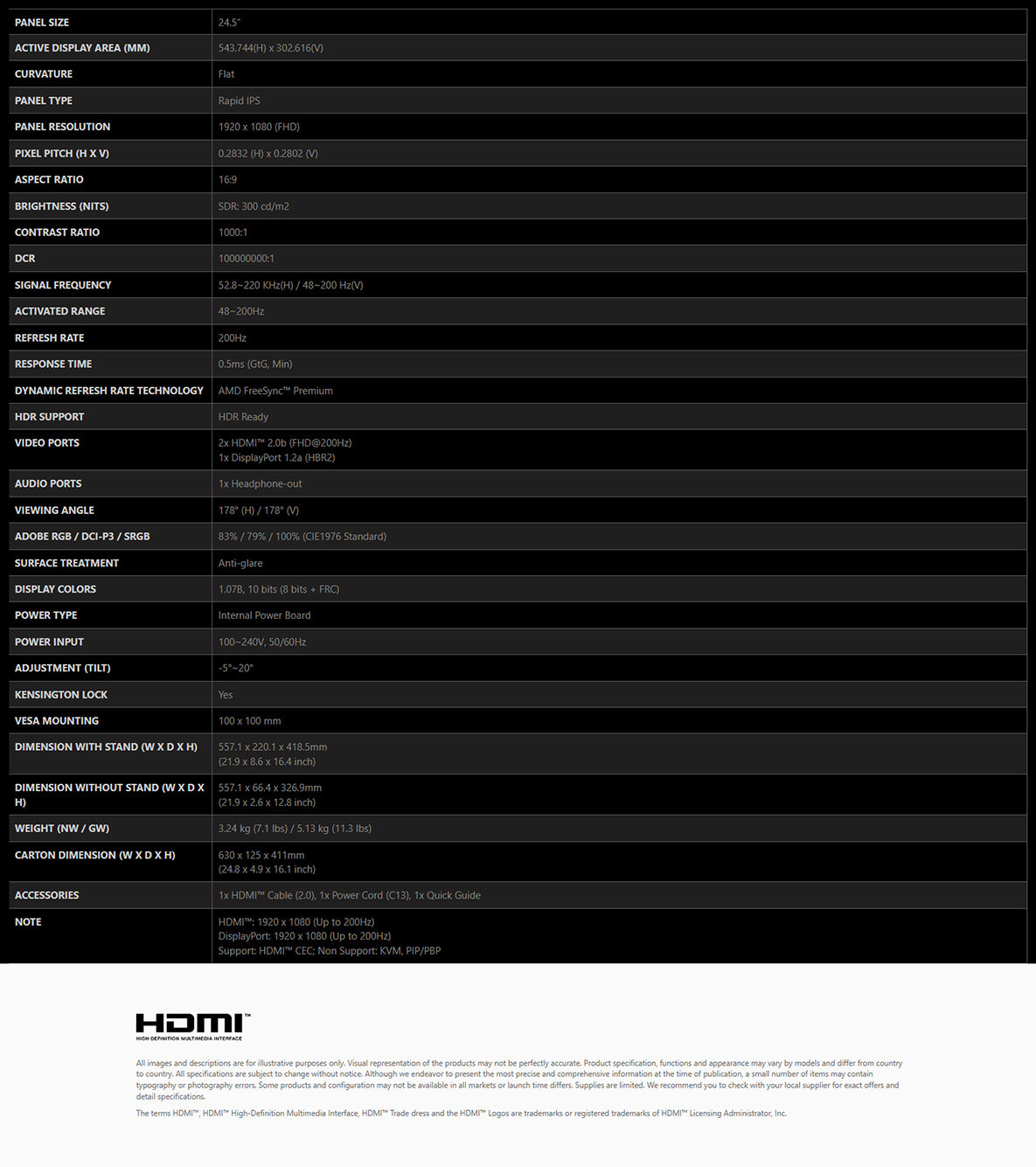 MAG 255F E20 - 24.5Inch
