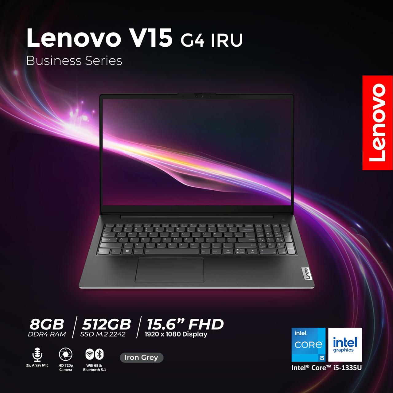 Lenovo V15 G4 IRU - Intel® Core™ i5-1335U (E-cores up to 3.40GHz