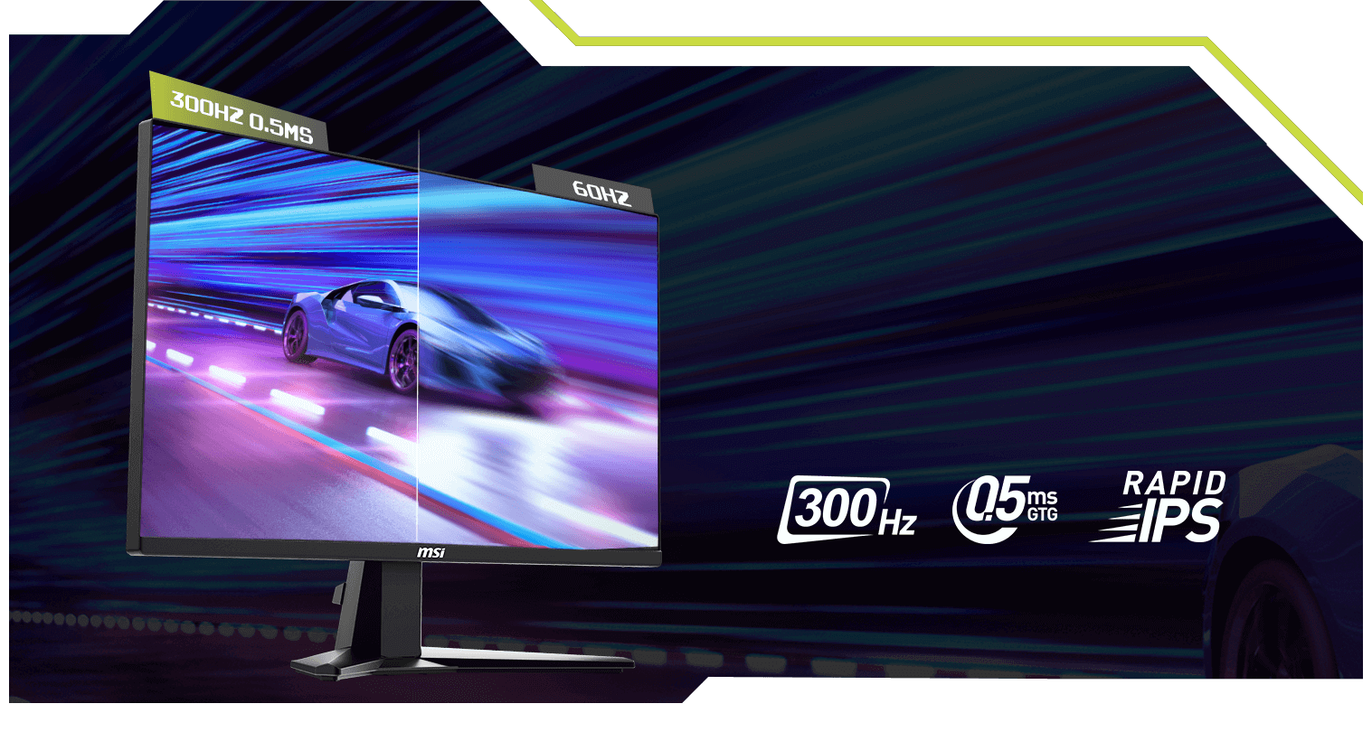 MSI MAG 255XF Rapid IPS Curved Gaming 25Inch 1920 x 1080 (FHD) Metallic Black 300Hz 2 years warranty