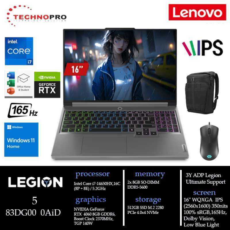 Lenovo Legion 5 16IRX9 - Intel® Core™ i7-14650HX (E-cores up to 3.70GHz