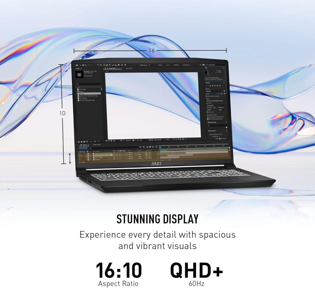 MSI CREATOR M16 16IN 16X10 60HZ QHD+ CONTENT CREATION LAPTOP INTEL CORE I9-13900H RTX 4050 64GB 2TB NVME SSD WIN 11 PRO