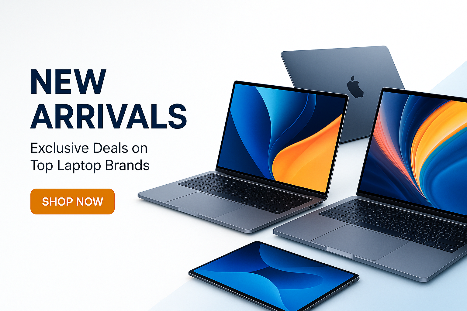 New Arrivals. Excusive Deals on top laptop brands. Shop Now button