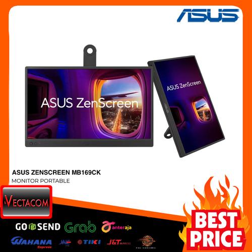 ASUS ZenScreen 16 Portable USB Monitor (MB169CK) - Full HD, IPS, Dual USB, C, Eye Care, Flicker Free, Blue Light Filter, Anti, glare surface, 360 Kickstand, 3 yr warranty