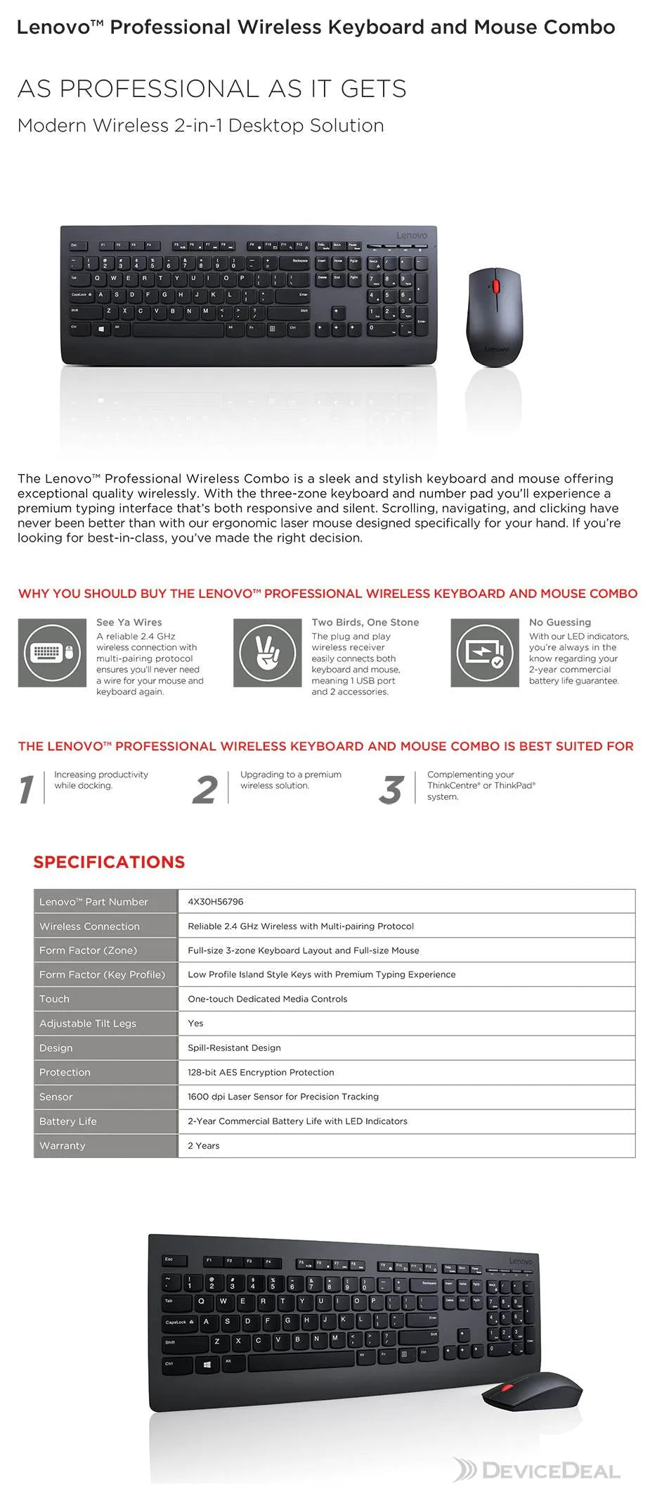 Lenovo Professional Wireless Keyboard - US English