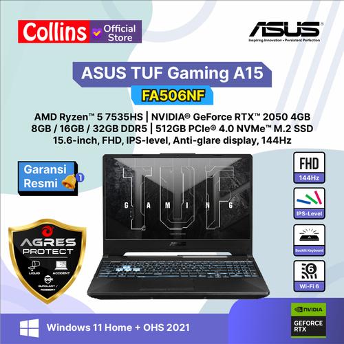 ASUS TUF GAMING LAPTOP WIN 11 HOME AMD RYZEN 5 REMBRANDT 15.6 NVIDIA GEFORCE RTX 2050 4GB VRAM 8GB / 512GB