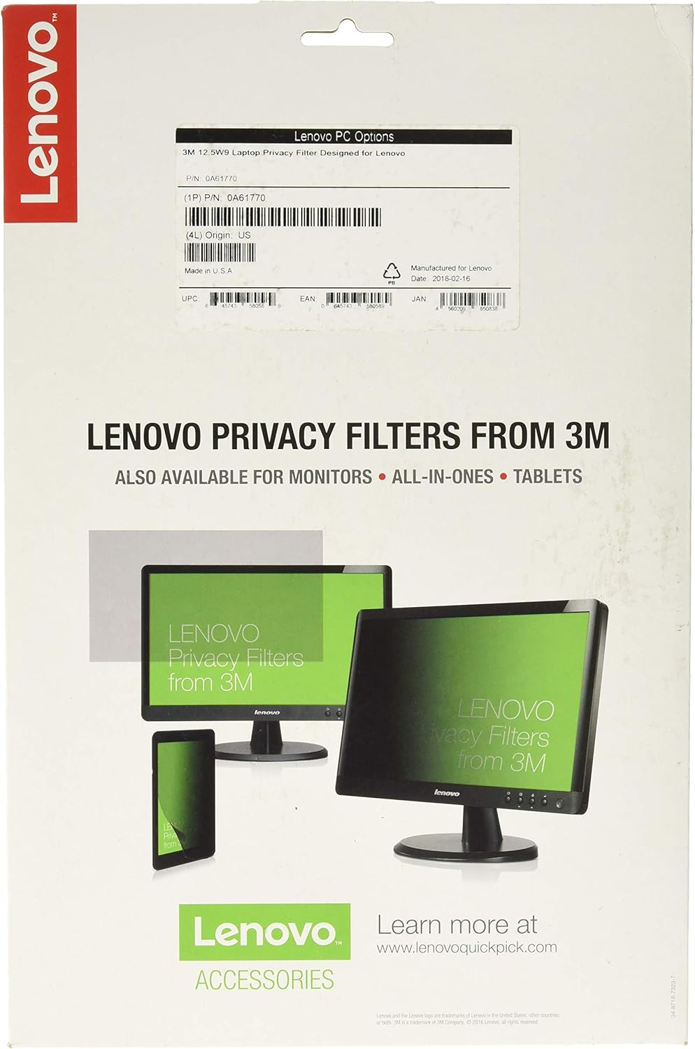 Lenovo Privacy Filter for ThinkPad P50 Series Touch Laptop from 3M