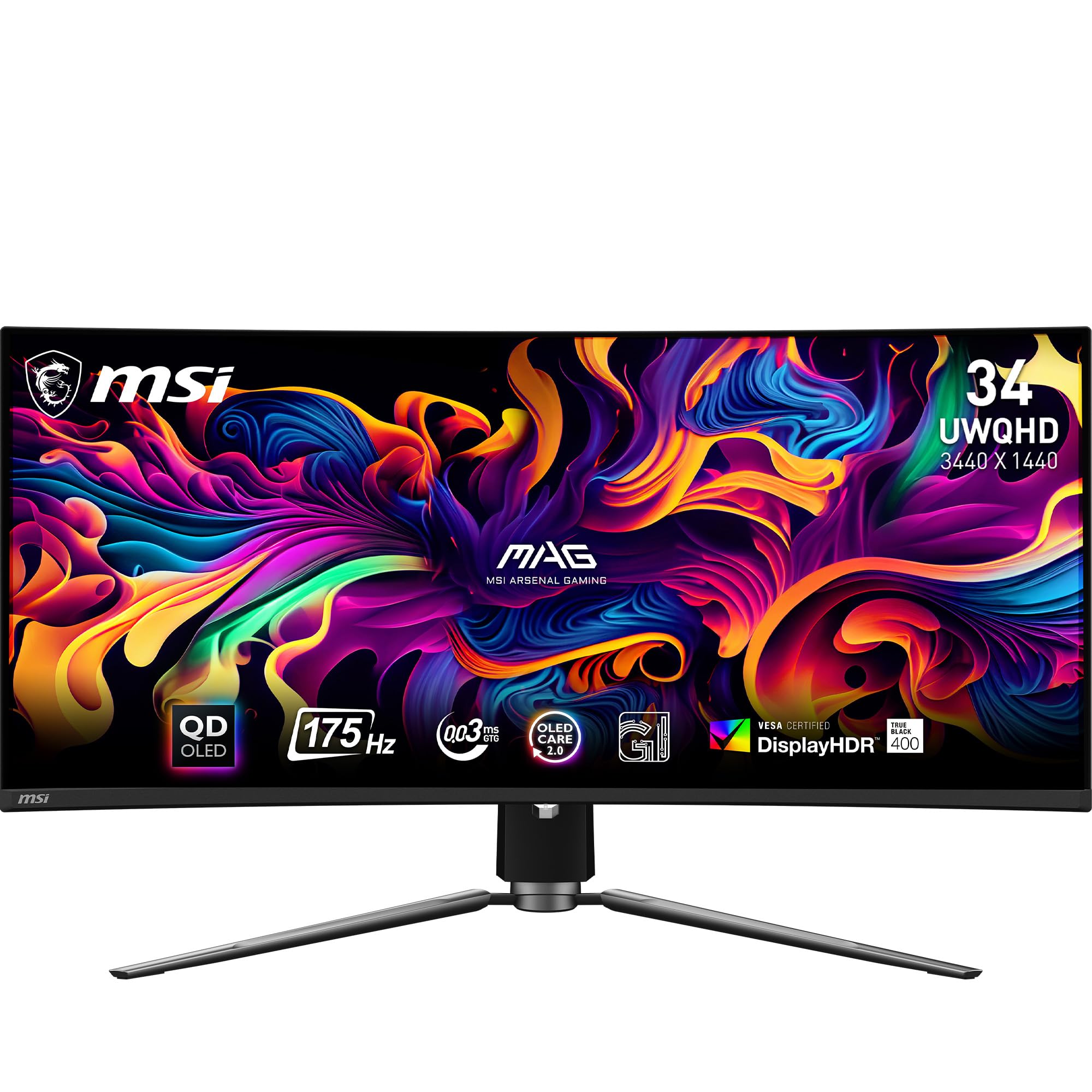 MSI MAG 341CQP QD - OLED CURVED GAMING MONITOR FEATURES A 34Inch UWQHD (3440 X 1440) QD
