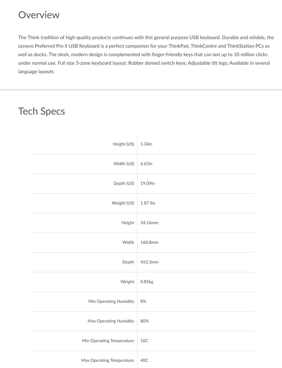 Lenovo Preferred Pro II USB Keyboard - Arabic