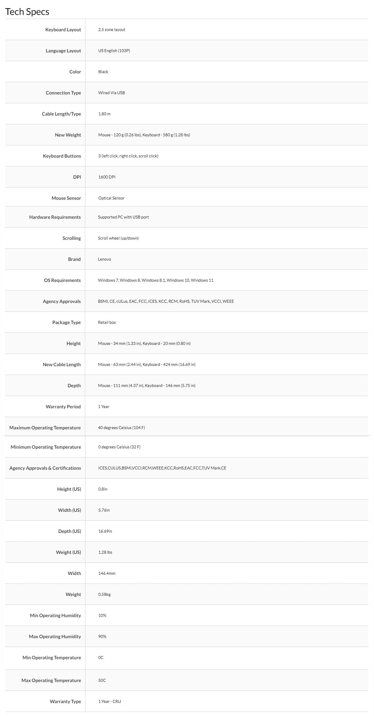 Lenovo 300 USB Keyboard - US English