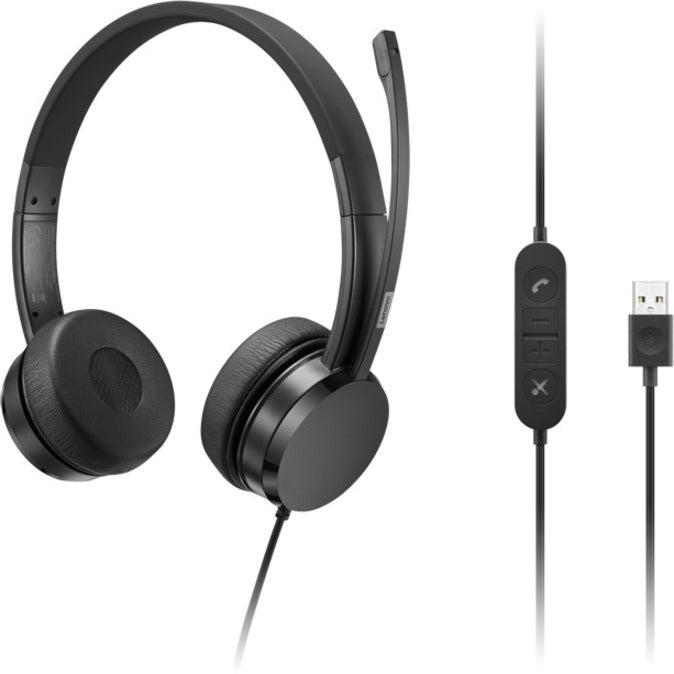 Lenovo USB - A Wired Stereo On-Ear Headset (with Control Box)