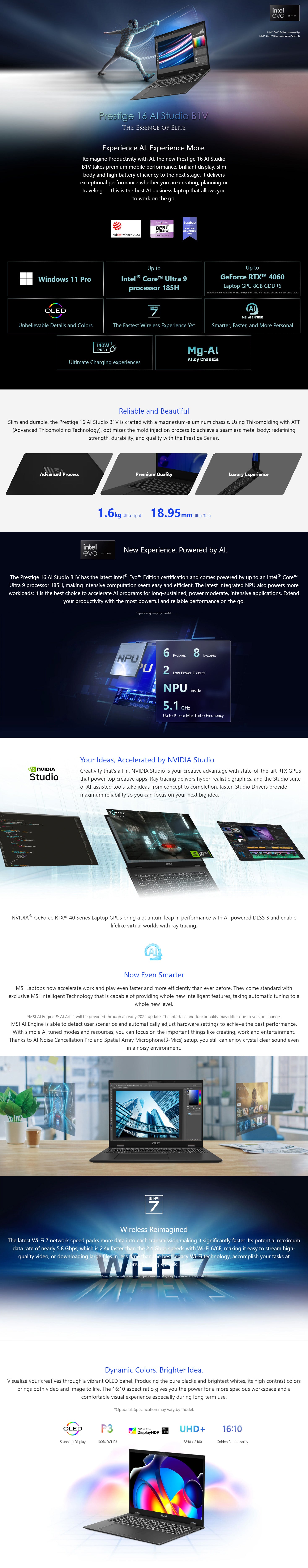 MSI Prestige 15 15.6in UHD Ultra Thin and Light Professional Laptop Intel Core i7 - Q 32GB DDR4 1TB NVMe SSD Win10PRO Color: Urban Silver