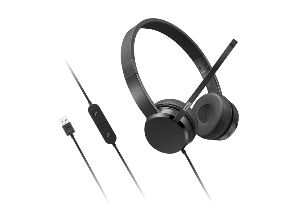 Lenovo USB - A Wired Stereo On-Ear Headset (with Control Box)