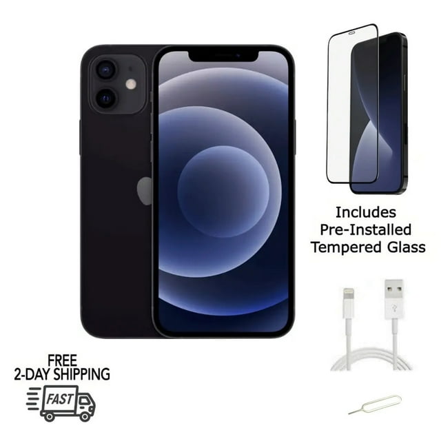 Certified Renewed Grade A (Excellent) Apple iPhone 12 (A2172) 64GB 6.1 - inch (2020) Black, Unlocked, 90day Computerland Warranty Refurb