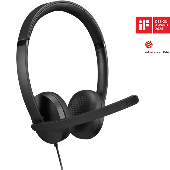Lenovo USB - A Wired Stereo On-Ear Headset (with Control Box)