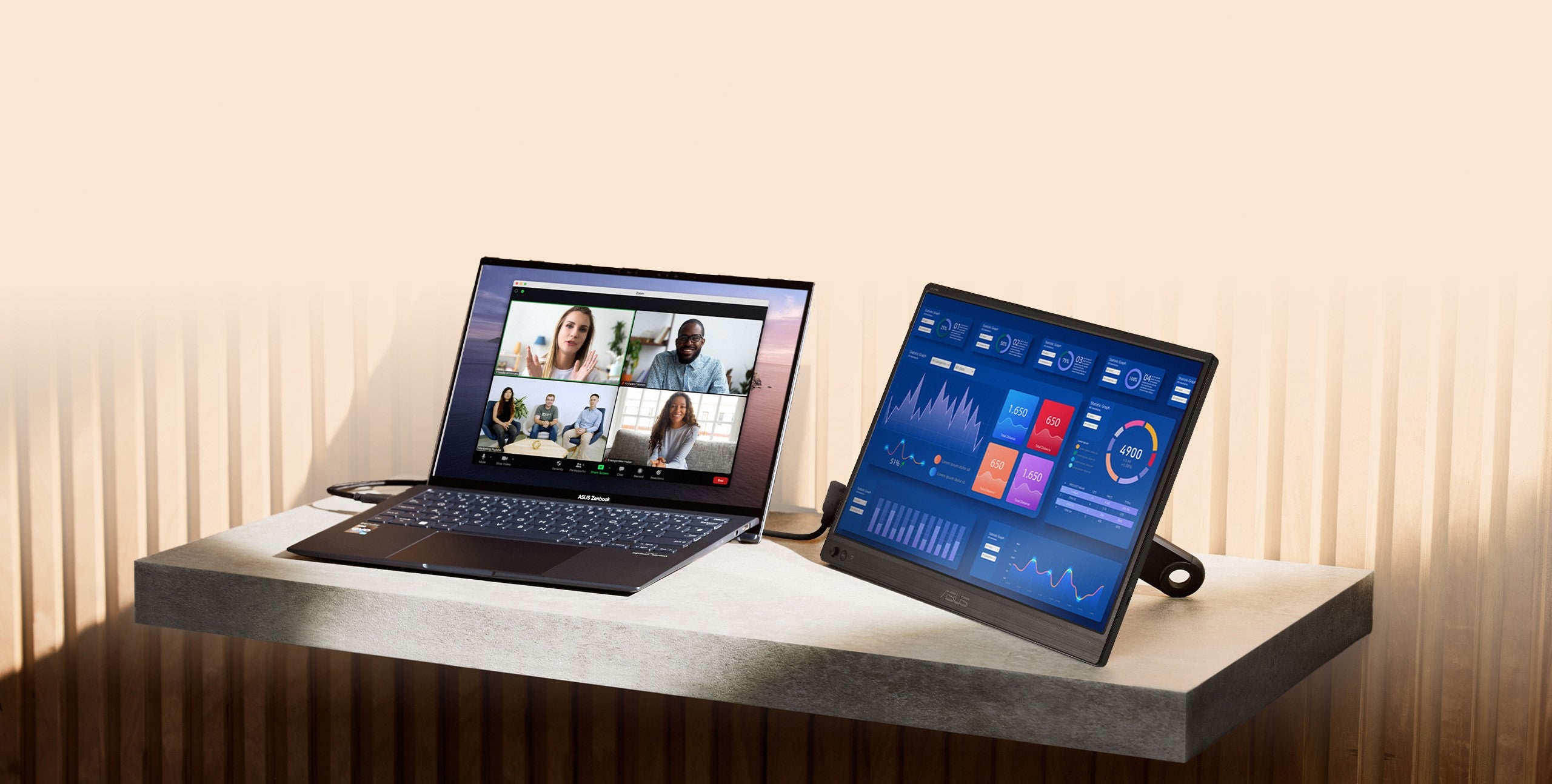 ASUS ZenScreen 16 Portable USB Monitor (MB169CK) - Full HD, IPS, Dual USB, C, Eye Care, Flicker Free, Blue Light Filter, Anti, glare surface, 360 Kickstand, 3 yr warranty