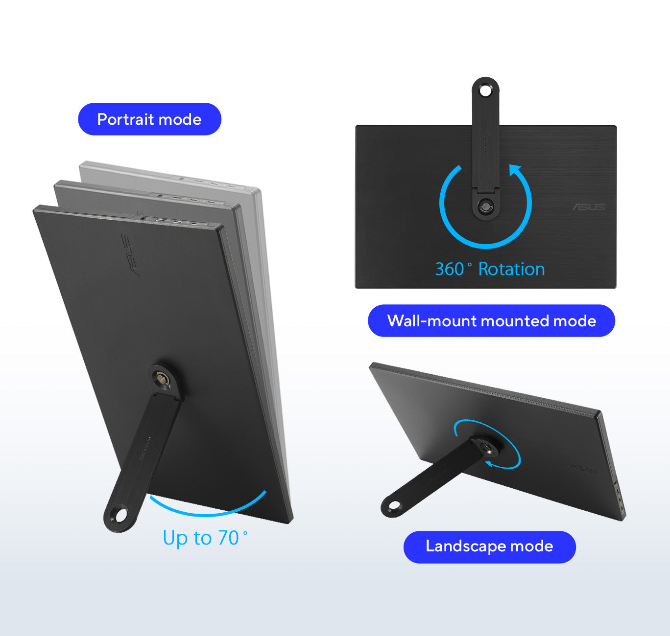 ASUS ZenScreen 16 Portable USB Monitor (MB169CK) - Full HD, IPS, Dual USB, C, Eye Care, Flicker Free, Blue Light Filter, Anti, glare surface, 360 Kickstand, 3 yr warranty