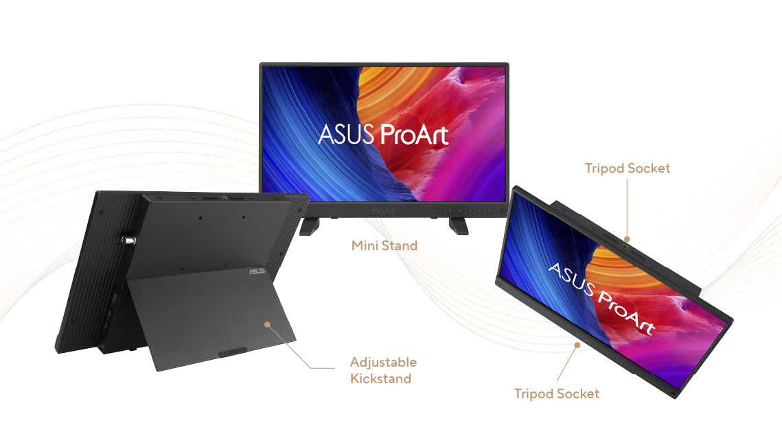 ASUS ProArt Display 15.6 4K HDR SDI Professional Monitor (PA16USV) - UHD (3840 x 2160), IPS, HDR, 10, 100% sRGB/Rec.709, Eless than2, Calman Verified, 12G, SDI, HDMI, USB