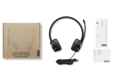 Lenovo USB - A Wired Stereo On-Ear Headset (with Control Box)
