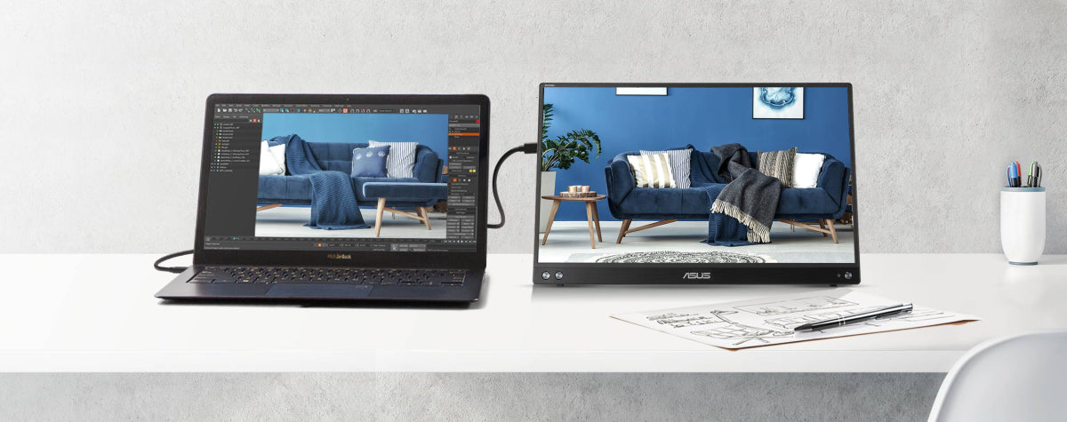 Asus Portable LED Monitor Zenscreen Mb16Acv Portable Monitor 1920X1080 60Hz Sleeve 15.6Inch Usbc Dark Grey